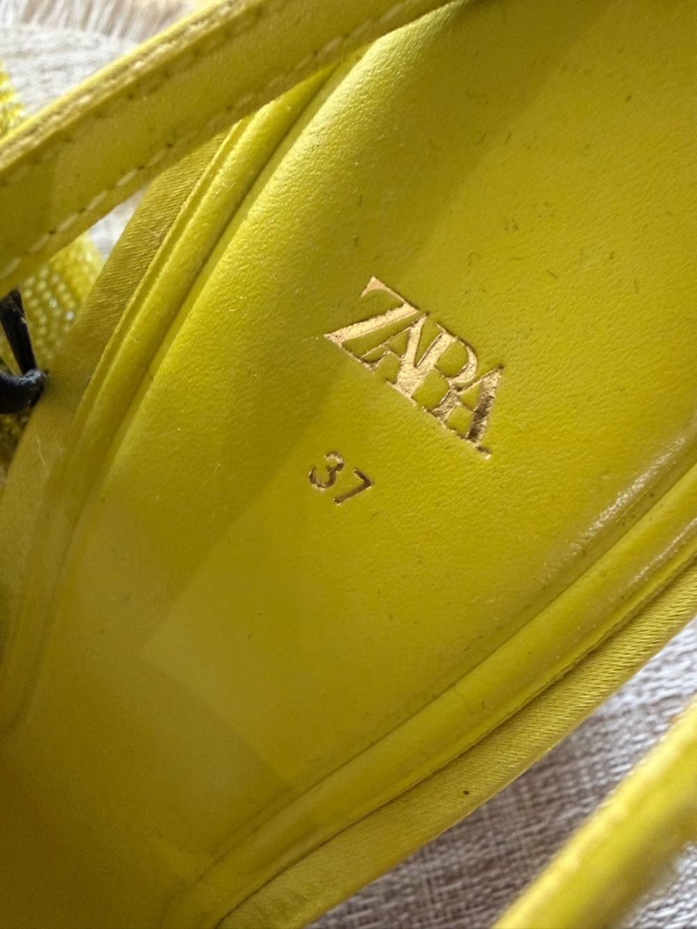 Zara Yellow Rhinestone Slingback Block Heels - Picture 2 of 6